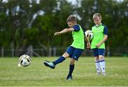 4 July 2022; Tommy Martin during the INTERSPORT Elverys FAI Summer Soccer Schools at Curracloe United FC in Ballaghablake, Wexford. Photo by Piaras Ó Mídheach/Sportsfile