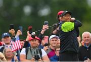 4 July 2022; Tiger Woods of USA watches his drive on the second during day one of the JP McManus Pro-Am at Adare Manor Golf Club in Adare, Limerick. Photo by Ramsey Cardy/Sportsfile