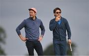 4 July 2022; Actor Jamie Dornan, left, and musician Niall Horan during day one of the JP McManus Pro-Am at Adare Manor Golf Club in Adare, Limerick. Photo by Ramsey Cardy/Sportsfile