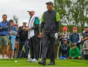 4 July 2022; Tiger Woods of USA after joking with a fan on the fourth during day one of the JP McManus Pro-Am at Adare Manor Golf Club in Adare, Limerick. Photo by Eóin Noonan/Sportsfile