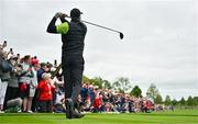 4 July 2022; Tiger Woods of USA watches his drive on the ninth during day one of the JP McManus Pro-Am at Adare Manor Golf Club in Adare, Limerick. Photo by Eóin Noonan/Sportsfile