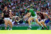 3 July 2022; Diarmaid Byrnes of Limerick in action against Brian Concannon of Galway during the GAA Hurling All-Ireland Senior Championship Semi-Final match between Limerick and Galway at Croke Park in Dublin. Photo by Stephen McCarthy/Sportsfile