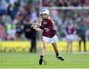 3 July 2022; Gráinne Doherty, St John Bosco Ballynease PS, Antrim, representing Galway, during the INTO Cumann na mBunscol GAA Respect Exhibition Go Games during the GAA Hurling All-Ireland Senior Championship Semi-Final match between Limerick and Galway at Croke Park in Dublin. Photo by Stephen McCarthy/Sportsfile