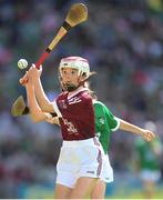 3 July 2022; Isabelle Lambert, St Brigid's NS, Castleknock, Dublin, representing Galway, during the INTO Cumann na mBunscol GAA Respect Exhibition Go Games during the GAA Hurling All-Ireland Senior Championship Semi-Final match between Limerick and Galway at Croke Park in Dublin. Photo by Stephen McCarthy/Sportsfile