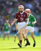 3 July 2022; Isabelle Lambert, St Brigid's NS, Castleknock, Dublin, representing Galway, during the INTO Cumann na mBunscol GAA Respect Exhibition Go Games during the GAA Hurling All-Ireland Senior Championship Semi-Final match between Limerick and Galway at Croke Park in Dublin. Photo by Stephen McCarthy/Sportsfile