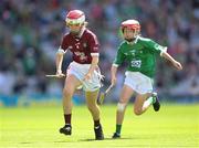 3 July 2022; Isabelle Lambert, St Brigid's NS, Castleknock, Dublin, representing Galway, during the INTO Cumann na mBunscol GAA Respect Exhibition Go Games during the GAA Hurling All-Ireland Senior Championship Semi-Final match between Limerick and Galway at Croke Park in Dublin. Photo by Stephen McCarthy/Sportsfile