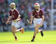 3 July 2022; Isabelle Lambert, St Brigid's NS, Castleknock, Dublin, representing Galway, during the INTO Cumann na mBunscol GAA Respect Exhibition Go Games during the GAA Hurling All-Ireland Senior Championship Semi-Final match between Limerick and Galway at Croke Park in Dublin. Photo by Stephen McCarthy/Sportsfile