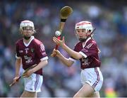 3 July 2022; Isabelle Lambert, St Brigid's NS, Castleknock, Dublin, representing Galway, during the INTO Cumann na mBunscol GAA Respect Exhibition Go Games during the GAA Hurling All-Ireland Senior Championship Semi-Final match between Limerick and Galway at Croke Park in Dublin. Photo by Stephen McCarthy/Sportsfile