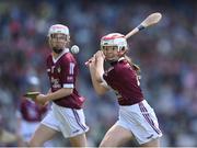 3 July 2022; Isabelle Lambert, St Brigid's NS, Castleknock, Dublin, representing Galway, during the INTO Cumann na mBunscol GAA Respect Exhibition Go Games during the GAA Hurling All-Ireland Senior Championship Semi-Final match between Limerick and Galway at Croke Park in Dublin. Photo by Stephen McCarthy/Sportsfile