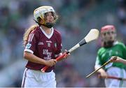 3 July 2022; Tara McCabe, Scoile Mhuire, Tullybrack, Monaghan, representing Galway, during the INTO Cumann na mBunscol GAA Respect Exhibition Go Games during the GAA Hurling All-Ireland Senior Championship Semi-Final match between Limerick and Galway at Croke Park in Dublin. Photo by Stephen McCarthy/Sportsfile