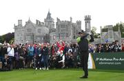 4 July 2022; Tiger Woods of USA hits his tee shot on the 16th hole during day one of the JP McManus Pro-Am at Adare Manor Golf Club in Adare, Limerick. Photo by Ramsey Cardy/Sportsfile