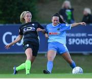 4 July 2022; Nadine Clare of DLR Waves in action against Alannah McEvoy of Peamount United during the SSE Airtricity Women's National League match between DLR Waves and Peamount United at UCD Bowl in Belfield, Dublin. Photo by George Tewkesbury/Sportsfile