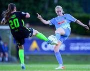 4 July 2022; Stephanie Roche of Peamount United in action against Mia Dodd of DLR Waves during the SSE Airtricity Women's National League match between DLR Waves and Peamount United at UCD Bowl in Belfield, Dublin. Photo by George Tewkesbury/Sportsfile