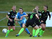 4 July 2022; Sadbh Doyle of Peamount United in action against Fiona Donnelly of DLR Waves during the SSE Airtricity Women's National League match between DLR Waves and Peamount United at UCD Bowl in Belfield, Dublin. Photo by George Tewkesbury/Sportsfile