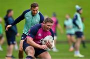 5 July 2022; Tadhg Furlong, right, and Jordan Larmour during Ireland rugby squad training at North Harbour Stadium in Auckland, New Zealand. Photo by Brendan Moran/Sportsfile