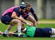5 July 2022; Robbie Henshaw, left, and Mack Hansen during Ireland rugby squad training at North Harbour Stadium in Auckland, New Zealand. Photo by Brendan Moran/Sportsfile