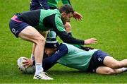 5 July 2022; Hugo Keenan, left, and Michael Lowry during Ireland rugby squad training at North Harbour Stadium in Auckland, New Zealand. Photo by Brendan Moran/Sportsfile