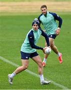 5 July 2022; Joey Carbery, left, and Stuart McCloskey during Ireland rugby squad training at North Harbour Stadium in Auckland, New Zealand. Photo by Brendan Moran/Sportsfile