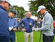 5 July 2022; Jordan Speith of USA with members of the Ashford Stud team, former jockey Ruby Walsh, centre, Craig Reid and Justin Carthy, left, on the first tee box during day two of the JP McManus Pro-Am at Adare Manor Golf Club in Adare, Limerick. Photo by Eóin Noonan/Sportsfile