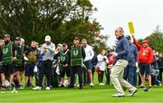 5 July 2022; Former jockey Ruby Walsh celebrates his drive on the first tee box during day two of the JP McManus Pro-Am at Adare Manor Golf Club in Adare, Limerick. Photo by Eóin Noonan/Sportsfile