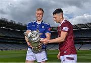 5 July 2022; Cavan footballer Padraig Faulkner and Westmeath footballer Ronan O'Toole are pictured at a GAA promotional event for the final of the inaugural Tailteann Cup between Cavan and Westmeath at Croke Park. Photo by Piaras Ó Mídheach/Sportsfile