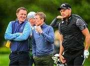 5 July 2022; Former jockeys Johnny Murtagh and AP McCoy, left, with   during day two of the JP McManus Pro-Am at Adare Manor Golf Club in Adare, Limerick. Photo by Ramsey Cardy/Sportsfile