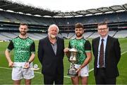 5 July 2022; In attendance, from left, Antrim hurler Neil McManus, event sponsor Martin Donnelly, Poc Fada 2021 Champion Colin Ryan of Limerick and Ard Stiúrthóir of the GAA Tom Ryan during the launch of the M. Donnelly GAA Poc Fada All-Ireland finals launch at Croke Park in Dublin. Photo by David Fitzgerald/Sportsfile