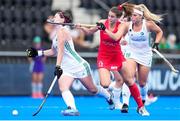 5 July 2022; Roisin Upton of Ireland is fouled by Camila Caram of Chile during the FIH Women's Hockey World Cup Pool A match between Ireland and Chile at Wagener Stadium in Amstelveen, Netherlands. Photo by Patrick Goosen/Sportsfile