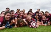 5 July 2022; Galway players celebrate with the shield during the LGFA National Under 17 Player Development Programme Festival Day at the GAA National Games Development Centre in Abbotstown, Dublin. Photo by David Fitzgerald/Sportsfile