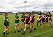 5 July 2022; Galway and Kerry players shake hands after their match during the LGFA National Under 17 Player Development Programme Festival Day at the GAA National Games Development Centre in Abbotstown, Dublin. Photo by David Fitzgerald/Sportsfile
