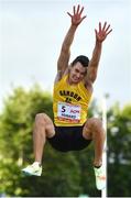 5 July 2022; Shane Howard of Ireland competing in the AON men's long jump during the BAM Cork City Sports at Munster Technological University Athletics Stadium in Bishopstown, Cork. Photo by Sam Barnes/Sportsfile