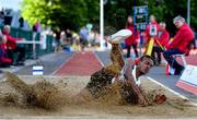 5 July 2022; Alex Farquahson of Great Britain competing in the AON men's long jump during the BAM Cork City Sports at Munster Technological University Athletics Stadium in Bishopstown, Cork. Photo by Sam Barnes/Sportsfile