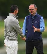 5 July 2022; Rory McIlroy of Northern Ireland and Former Republic of Ireland manager Martin O'Neill after their round on day two of the JP McManus Pro-Am at Adare Manor Golf Club in Adare, Limerick. Photo by Ramsey Cardy/Sportsfile