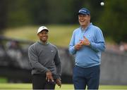 5 July 2022; Tiger Woods of USA with British entrepreneur, businessman, and reality television personality Peter Jones during day two of the JP McManus Pro-Am at Adare Manor Golf Club in Adare, Limerick. Photo by Eóin Noonan/Sportsfile