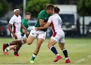 5 July 2022; Aitzol King of Ireland is tackled by Iwan Stephens of England during the Six Nations U20 summer series match between Ireland and England at Payanini Centre in Verona, Italy. Photo by Roberto Bregani/Sportsfile
