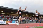 5 July 2022; Cathal Doyle of Ireland celebrates as he crosses the line to win the Johnson Controls men's mile during the BAM Cork City Sports at Munster Technological University Athletics Stadium in Bishopstown, Cork. Photo by Sam Barnes/Sportsfile