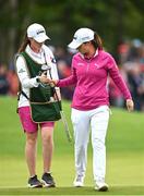 4 July 2022; Leona Maguire of Ireland and her caddie Lisa Maguire during day one of the JP McManus Pro-Am at Adare Manor Golf Club in Adare, Limerick. Photo by Ramsey Cardy/Sportsfile