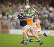3 July 2022; Brecon Kavanagh of Offaly in action against Conor Martin of Tipperary during the Electric Ireland GAA Hurling All-Ireland Minor Championship Final match between Tipperary and Offaly at UPMC Nowlan Park, Kilkenny. Photo by Matt Browne/Sportsfile