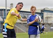 6 July 2022; Charlie Crean, aged 15, with coach Paul McGrath during the 2022 Bank of Ireland Leinster Rugby Inclusion Camp at St Mary's College RFC in Dublin. Photo by Sam Barnes/Sportsfile
