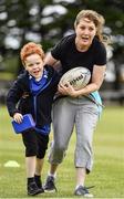6 July 2022; Conor Liddy, aged 5, and his mother Nora Liddy, during the 2022 Bank of Ireland Leinster Rugby Inclusion Camp at St Mary's College RFC in Dublin. Photo by Sam Barnes/Sportsfile
