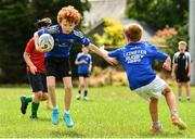 6 July 2022; Jason Drought, aged 11, left, and Tim Smyth, aged 12, during the 2022 Bank of Ireland Leinster Rugby Summer Camp at Wanderers FC in Dublin. Photo by Sam Barnes/Sportsfile