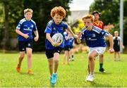 6 July 2022; Jason Drought, aged 11, left, Tim Smyth, aged 12, during the 2022 Bank of Ireland Leinster Rugby Summer Camp at Wanderers FC in Dublin. Photo by Sam Barnes/Sportsfile