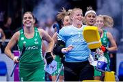 6 July 2022; Kathryn Mullan and goalkeeper Ayeisha Mcferran of Ireland before the FIH Women's Hockey World Cup Pool A match between Ireland and Germany at Wagener Stadium in Amstelveen, Netherlands. Photo by Jeroen Meuwse/Sportsfile