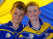 16 May 2004; Clare fans Darren and Enda Nugent, right, from Scarriff, Co. Clare, on their way to the game. Guinness Munster Senior Hurling Championship, Clare v Waterford, Semple Stadium, Thurles, Co. Tipperary. Picture credit; Ray McManus / SPORTSFILE