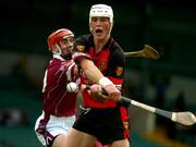 9 May 2004; Gareth Johnson, Down, in action against Brian Connaughton, Westmeath. Allianz Hurling League Final, Division 2, Westmeath v Down, Gaelic Grounds, Limerick. Picture credit; Brendan Moran / SPORTSFILE