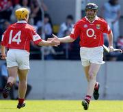 16 May 2004; Brian Corcoran, Cork, comes on as a substitute for team-mate Joe Deane (14). Guinness Munster Senior Hurling Championship, Cork v Kerry, Pairc Ui Chaoimh, Cork. Picture credit; Brendan Moran / SPORTSFILE