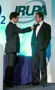 19 May 2004; BBC TV presenter and MC Craig Doyle in conversation with Denis Hickie at the O2 Irish Rugby Union Players Association Awards at the Burlington Hotel, Dublin. Picture credit; Brendan Moran / SPORTSFILE