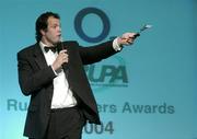 19 May 2004; Former England rugby International Martin Bayfield calling the bids during the auction at the O2 Irish Rugby Union Players Association Awards at the Burlington Hotel, Dublin. Picture credit; Brendan Moran / SPORTSFILE