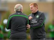 9 August 2013; Glasgow Celtic manager Neil Lennon with former player and member of the coaching staff Danny McGrain during squad training ahead of the Dublin Decider against Liverpool on Saturday. Glasgow Celtic Squad Training, Gannon Park, Malahide, Dublin. Picture credit: David Maher / SPORTSFILE