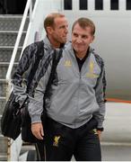 9 August 2013; Liverpool manager Brendan Rodgers on their arrival in Dublin Airport ahead of the Dublin Decider against Glasgow Celtic on Saturday. Dublin Airport, Dublin. Picture credit: Brendan Moran / SPORTSFILE